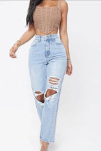 Load image into Gallery viewer, High Waist Washed Ripped Jeans

