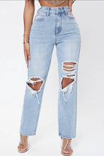 Load image into Gallery viewer, High Waist Washed Ripped Jeans
